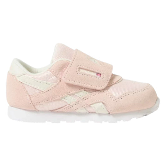 .REEBOK TODDLERS CLASSIC LEATHER NYLON - PINK/WHITE - (100256548) - QT- R1L9