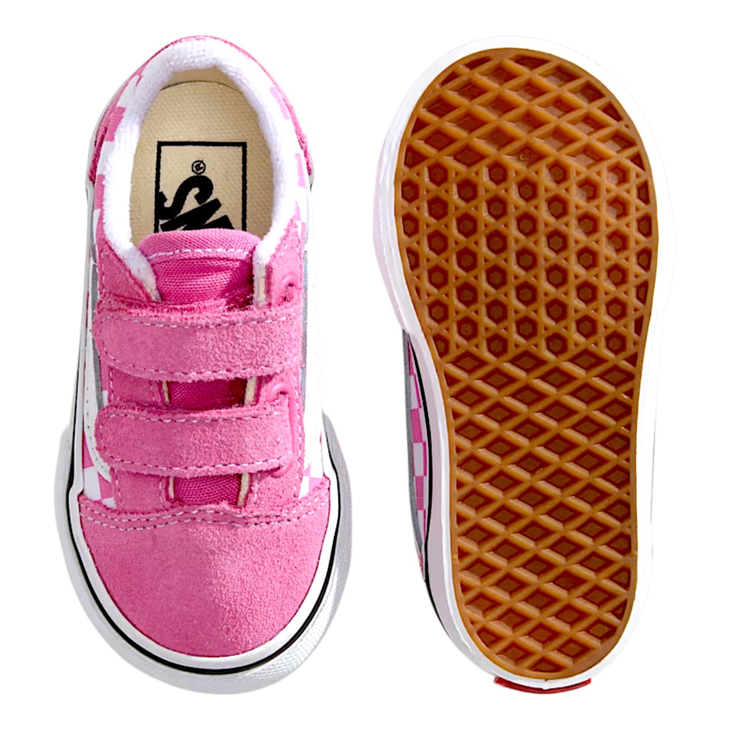 .Vans Toddlers Old Skool V - PINK/WHITE CHECKERED - (VN000CTGFRQ.PNK) - FZ - L1