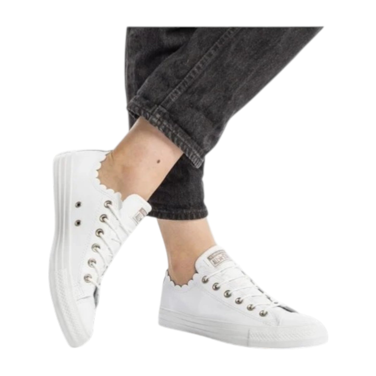 Converse CT Dainty Faux Leather [LOW TOP ONLY] SCALLOPED EDGE Vintage White - (A02611) - CT1 - R1L8