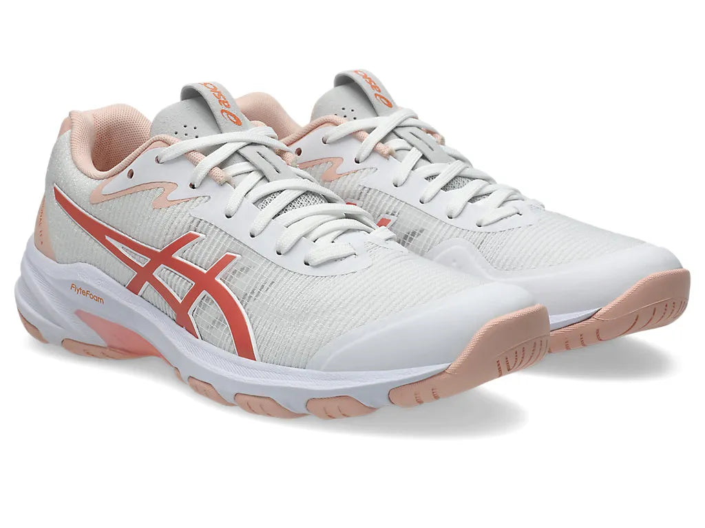 .ASICS WOMEN NETBURNER PROFESSIONAL FF 4 NETBALL SHOES - White/Guava - (1072A097.111) - VA - R2L14
