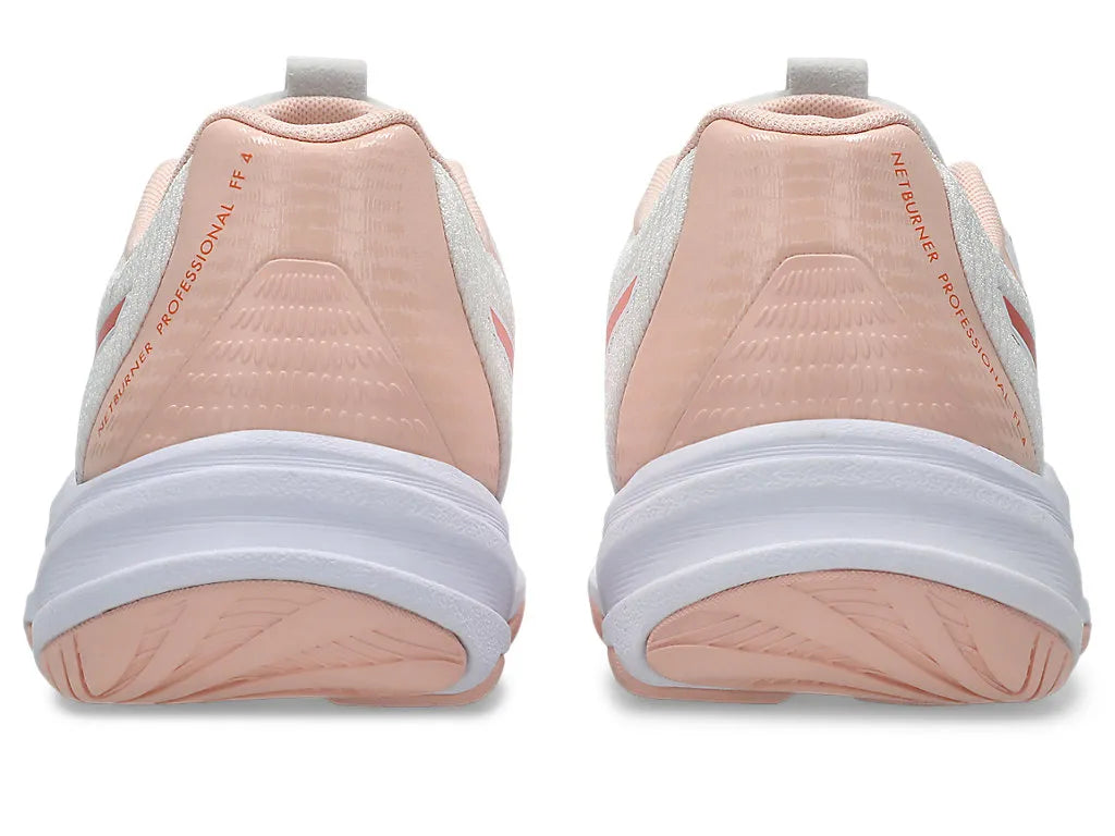 .ASICS WOMEN NETBURNER PROFESSIONAL FF 4 NETBALL SHOES - White/Guava - (1072A097.111) - VA - R2L14