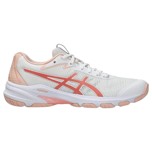 .ASICS WOMEN NETBURNER PROFESSIONAL FF 4 NETBALL SHOES - White/Guava - (1072A097.111) - VA - R2L14