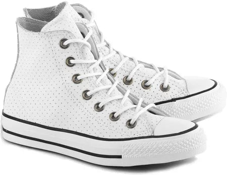 .Converse Womens Leather Chuck Taylor All Star Hi - WHITE/WHITE - (151249C) - DP - R1L5