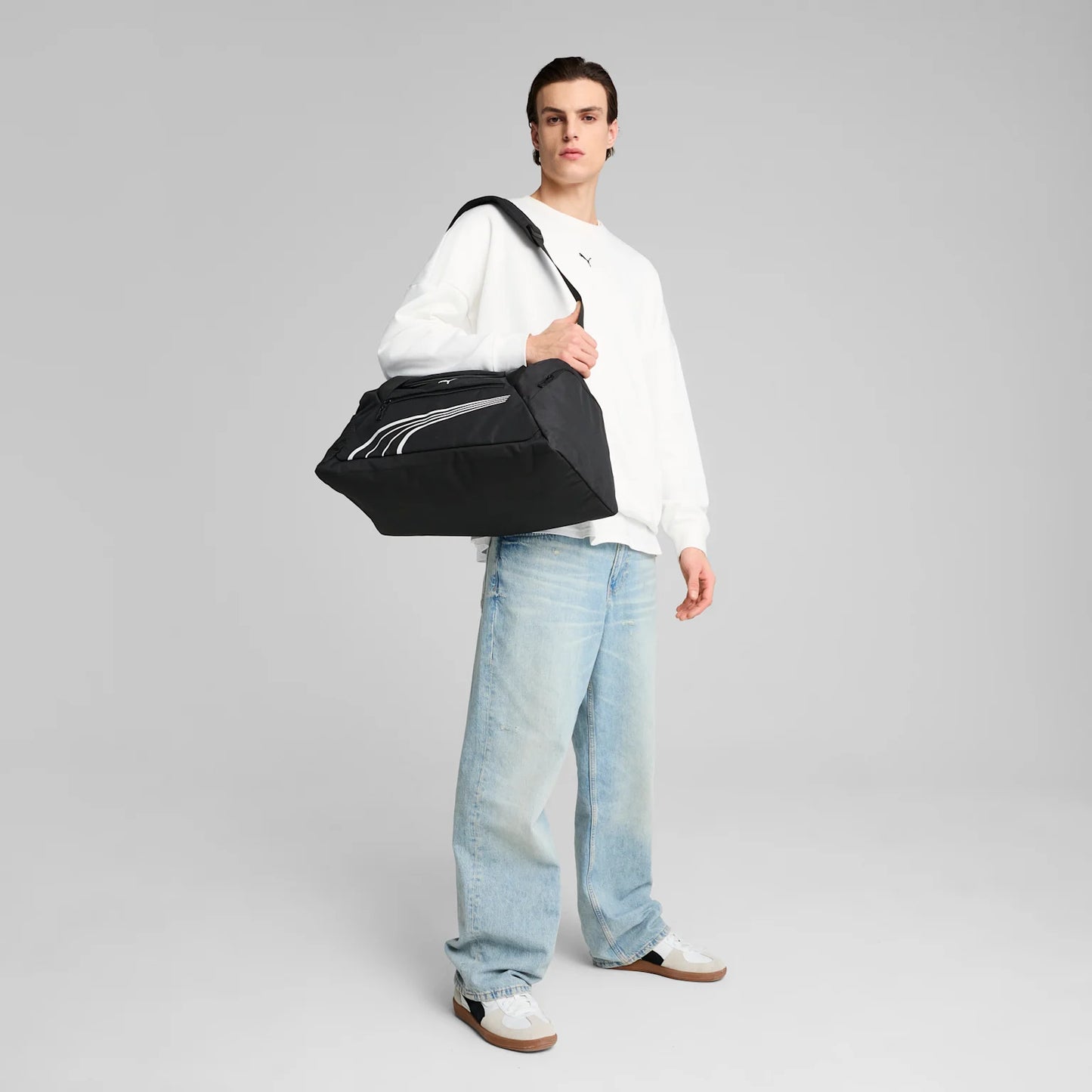 .PUMA FUNDAMENTAL SMALL SPORTS BAG - BLACK/WHITE - (091187-01) - C17