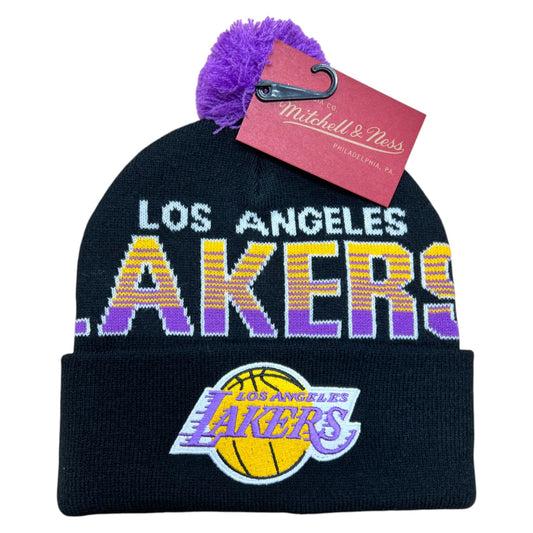 .Mitchell & Ness SCRIPT BURST KNIT LAKERS BEANIE Black - (MNLL23069)