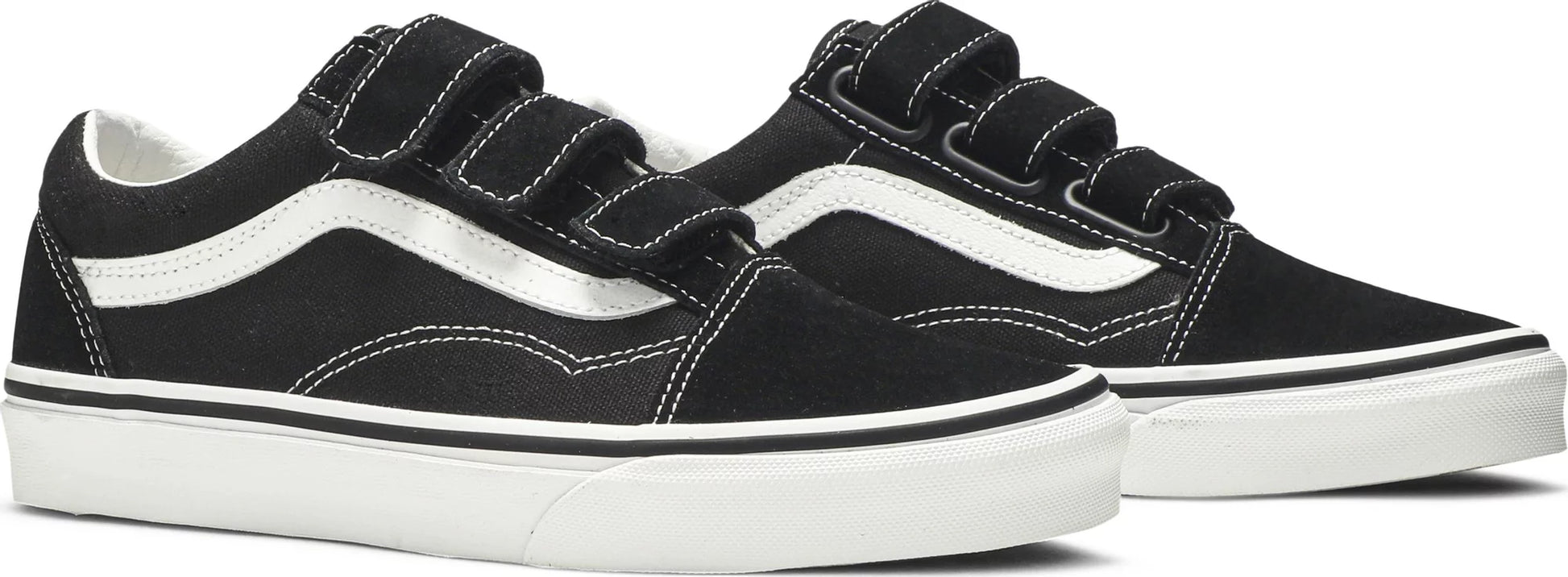 Black and white velcro top vans