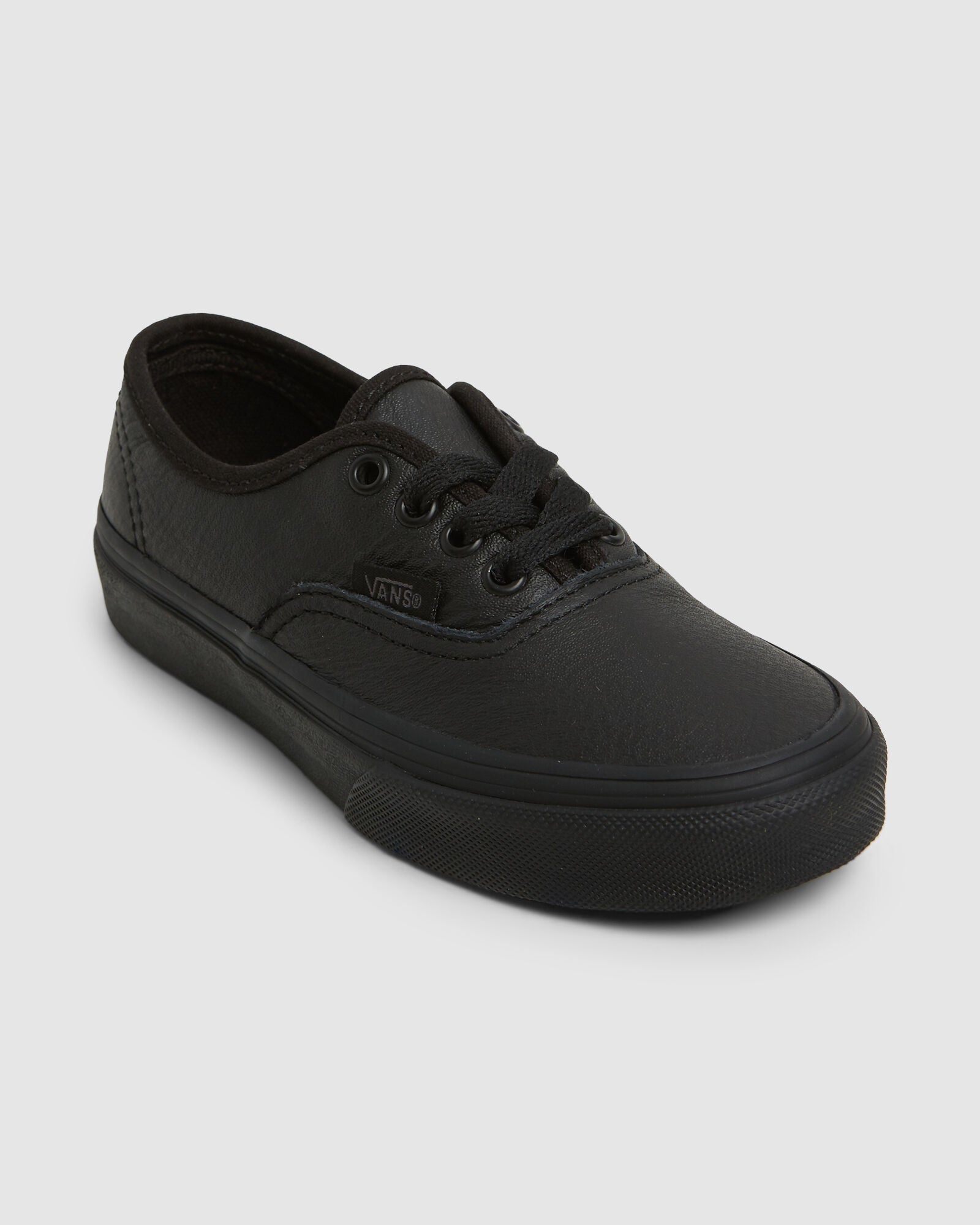 Black leather shop vans authentic