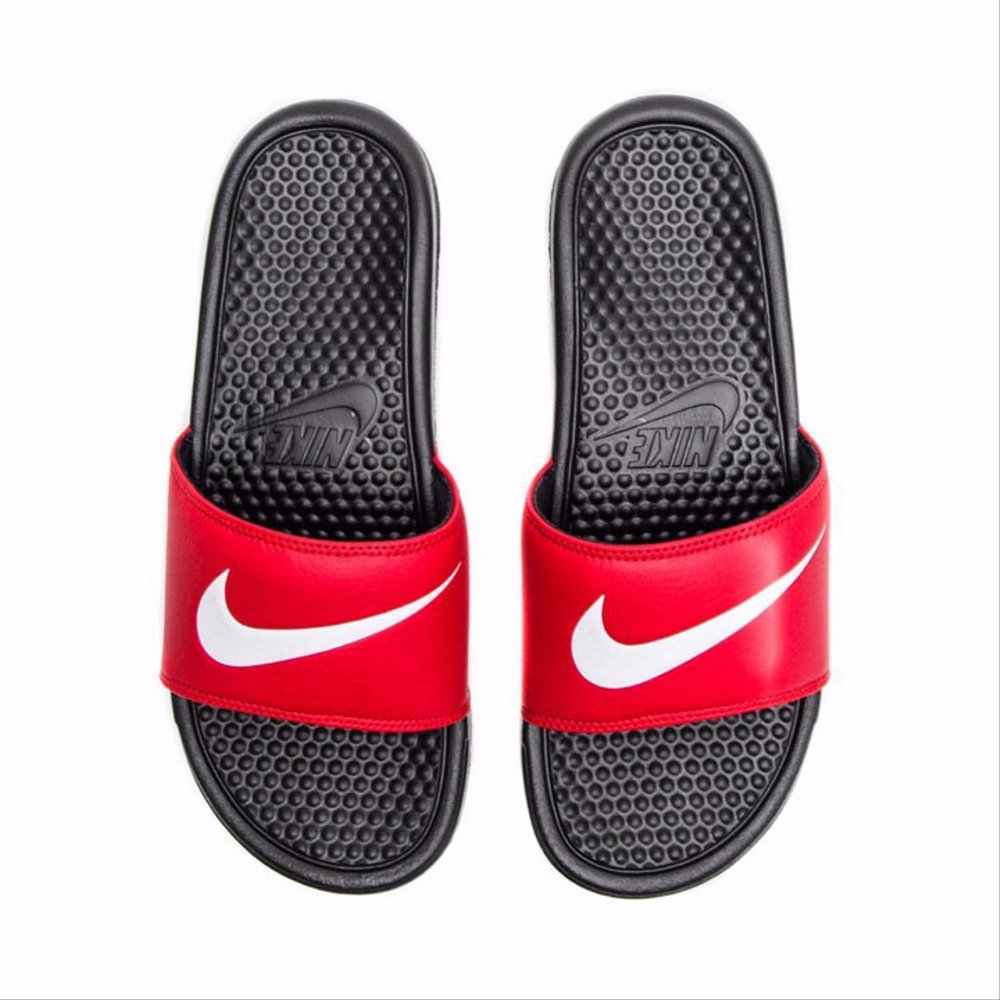 Nike slides hotsell red and white