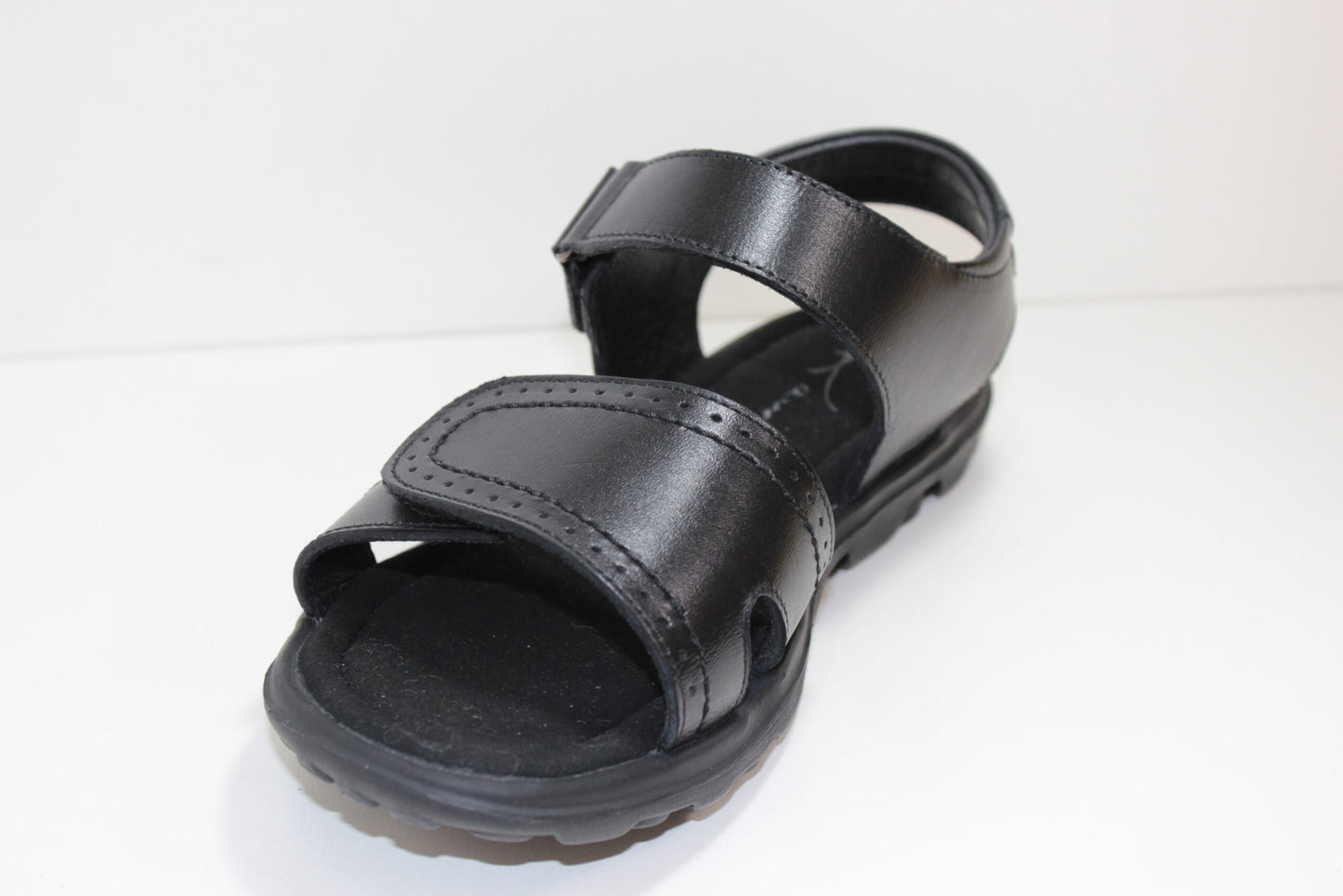 School Girls Sandals Kawa Brand Black Leather Upper - (GS01) - F