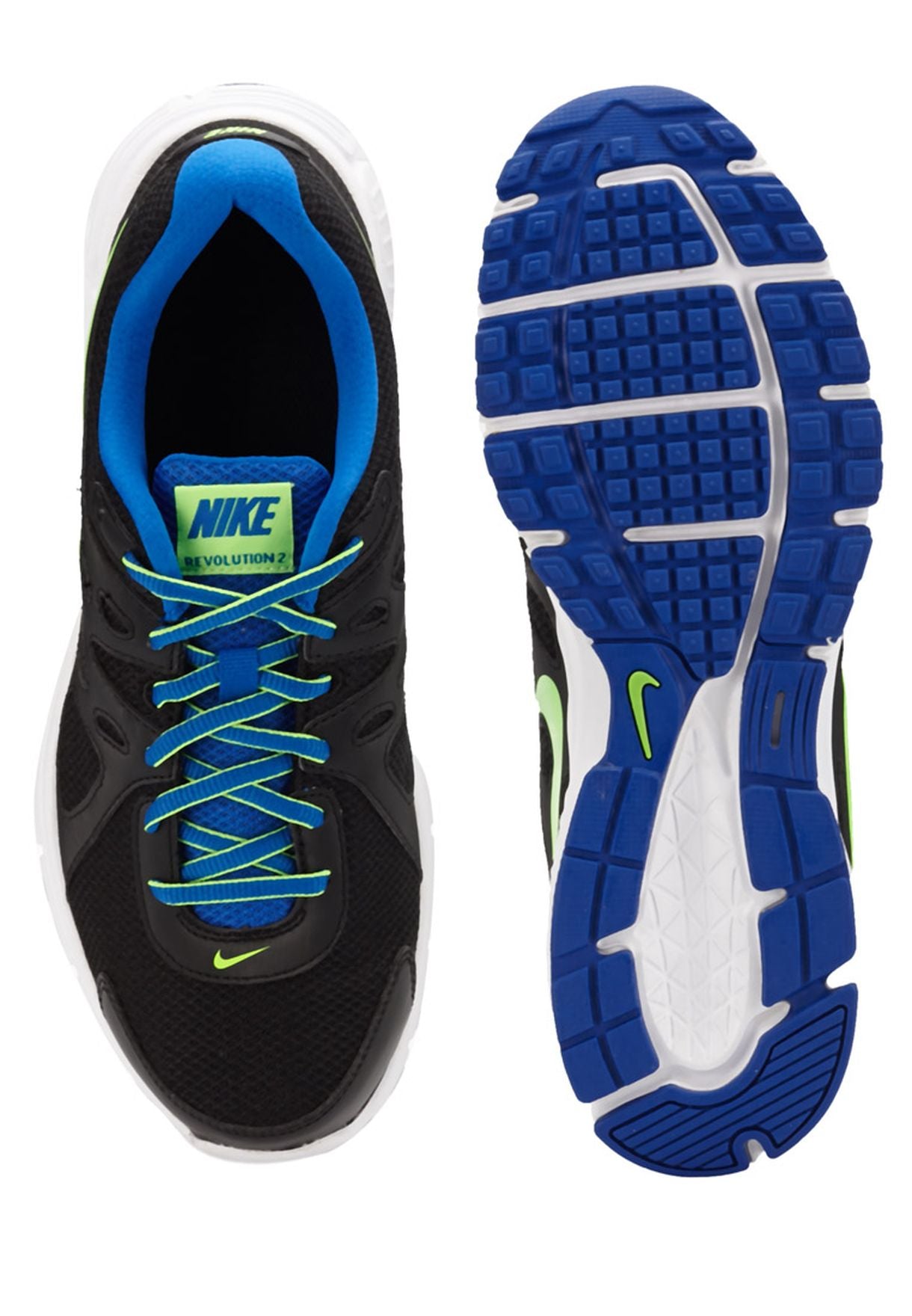 #Nike Mens Revolution 2 MSL Blk/Blu/Grn - (554954 040) - JD - L/P