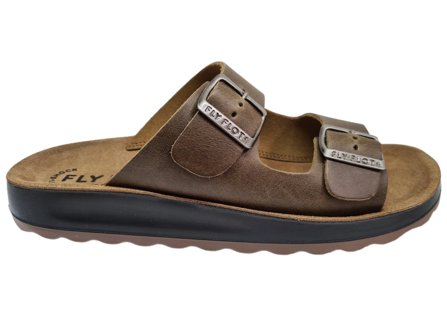 - FLY FLOT Mens Sandal 2 BUCKLE ROVERE (BROWN) (78171) - B2 - F