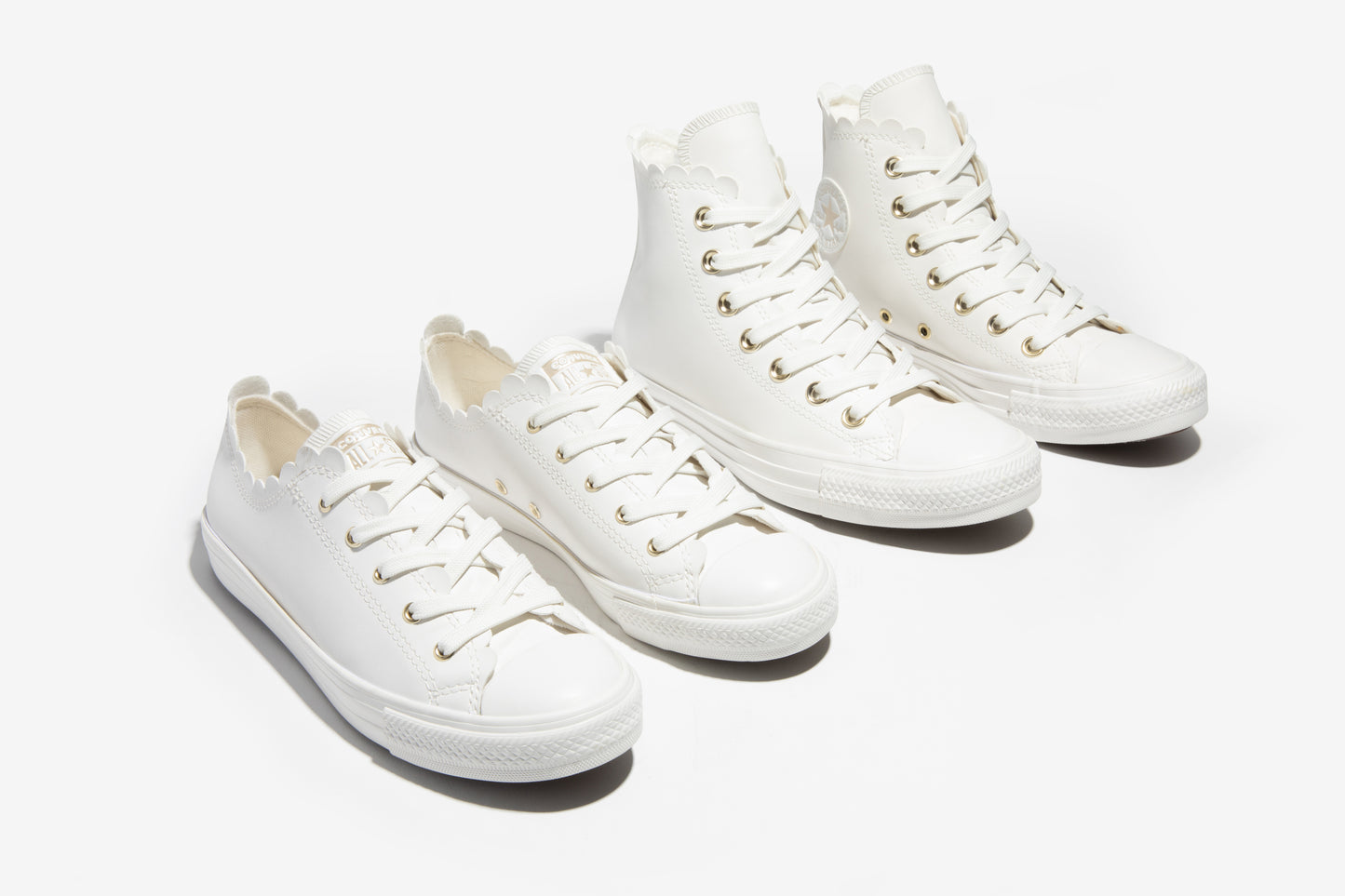 + Converse CT Dainty Faux Leather [LOW TOP ONLY] SCALLOPED EDGE Vintage White - (A02611) - CT1 - R1L8