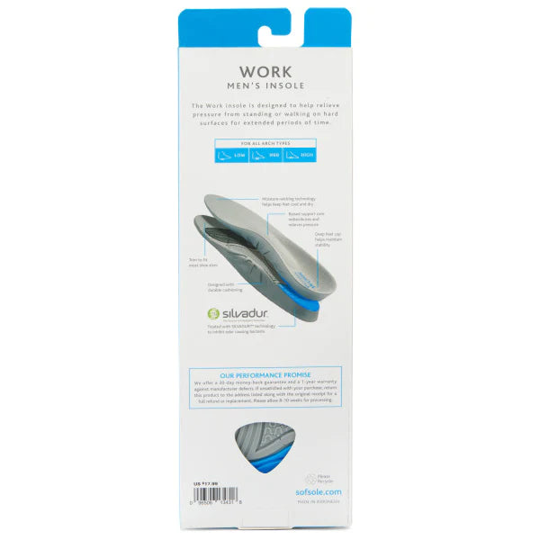.SofSole Comfort Work Insole - Designed for enhanced pressure release - F